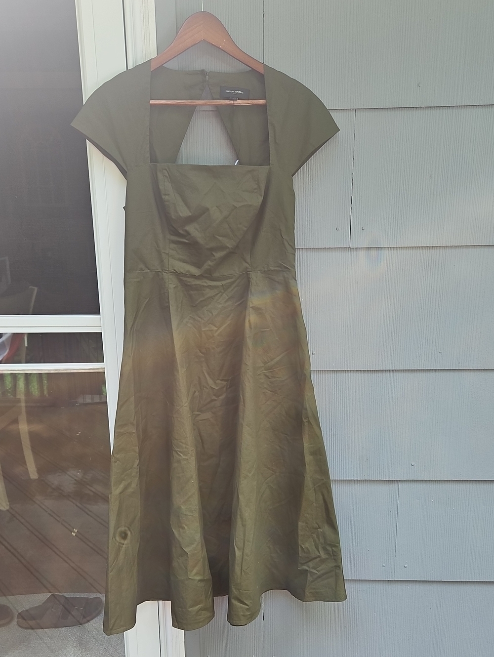 Banana Republic Olive Green Square Neck Midi Dress
